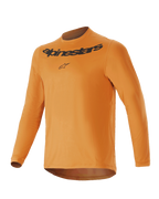 Jersey de manga larga Alpinestars Youth A-Dura Rocker, dorado oscuro, con el nombre y logotipo de Alpinestars en negro en el pecho, cuello redondo, dobladillo trasero más largo, ropa ligera de alto rendimiento para bicicleta de montaña