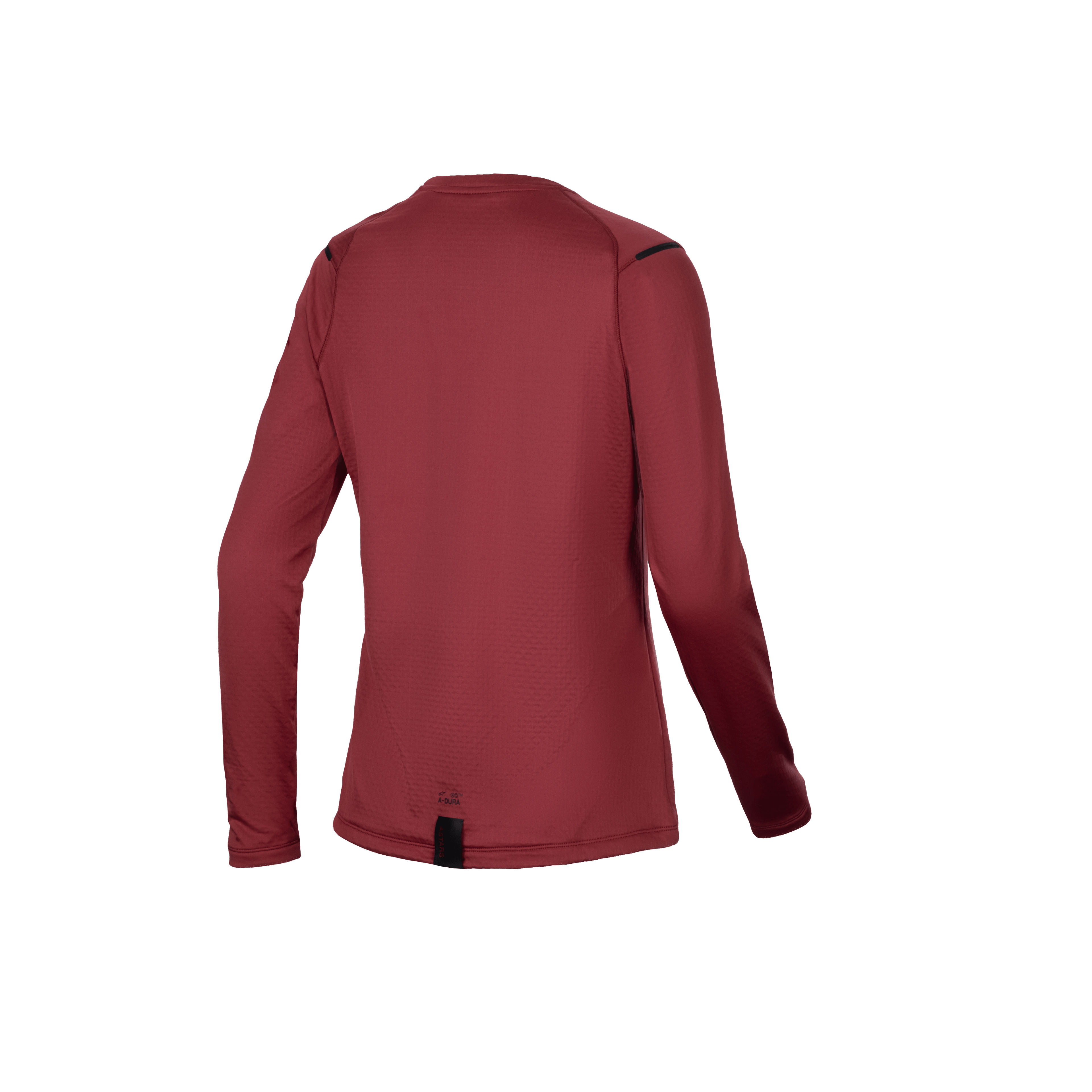 Alpinestars Jersey Térmico Stella A-Dura, jersey de ciclismo MTB de mangas largas para mujer, vista trasera con cola trasera extendida, borgoña, forro polar aislante para ciclismo de montaña en clima frío