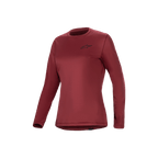 Alpinestars Jersey Térmico Stella A-Dura, jersey de ciclismo de mangas largas para mujer, burdeos, top de rendimiento con forro polar aislante y cola trasera extendida