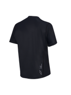 Jersey Stella A-Dura Ride para mujer, vista trasera negra de manga corta para MTB con logotipo Astars blanco.