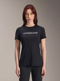 Alpinestars Stella A-Dura Dri Switch Jersey, camiseta de MTB de manga corta para mujer, negra con logotipo blanco de Alpinestars en el pecho, ajuste de rendimiento casual, tejido técnico que absorbe la humedad para ciclismo de montaña
