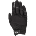 Alpinestars Atom Gloves, guantes de moto negros, con paneles de malla para transpirabilidad, confección en tejido elástico, protección acolchada en los nudillos y cierre de velcro en la muñeca con un logo de estrella blanco