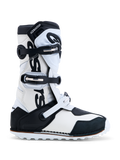 Alpinestars Tech-T, botas de moto para trial, blancas y negras, construcción de cuero con placa de espinilla de TPU, certificadas CE