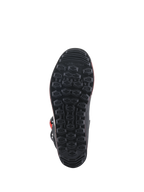 Botas Alpinestars Tech-T, vista de la suela, suela de goma negra con patrón de agarre hexagonal texturizado, diseñada para sensibilidad en el trial y control de los estribos.