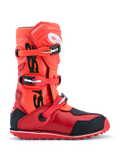 Alpinestars Tech-T, botas de moto para trial, rojas fluorescentes y negras, cierre de tres hebillas y protección de TPU.