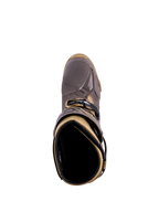 Botas Alpinestars Tech 10 Air Gold Earth Brown Gold, vista superior de la carcasa de TPU y el forro interior.
