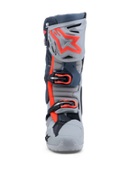 Alpinestars Tech-10 Enduro, botas de moto para motocross, grises y rojo flúor, triple hebilla y placa de espinilla de TPU