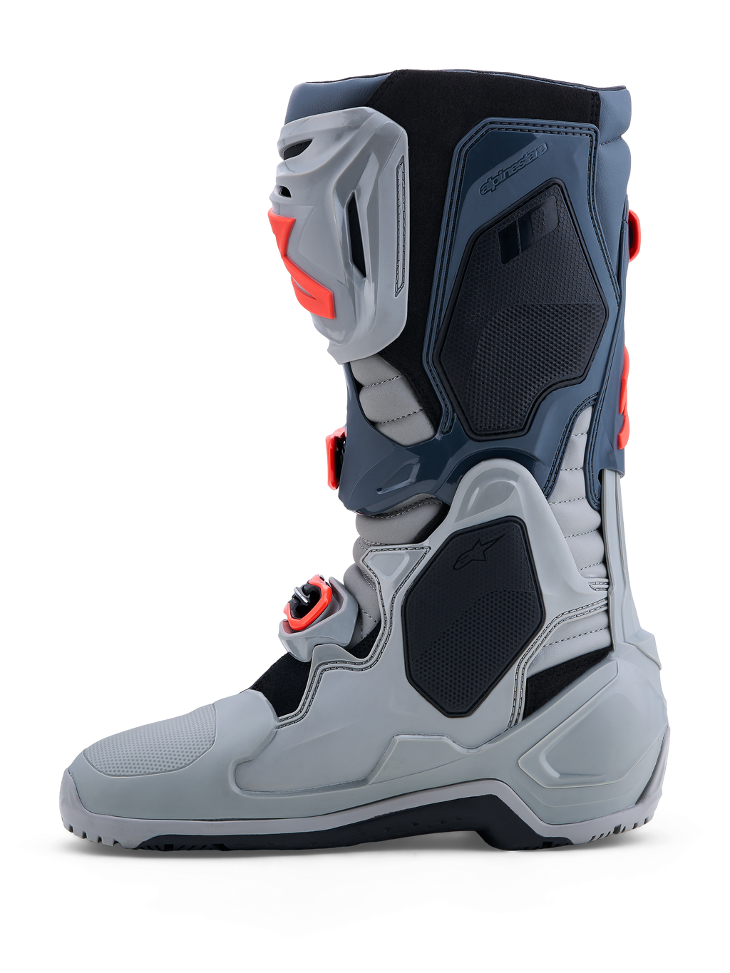 Alpinestars Botas Tech-10 Enduro, botas de moto para enduro de hombre, grises y rojas, con protección de TPU y hebillas