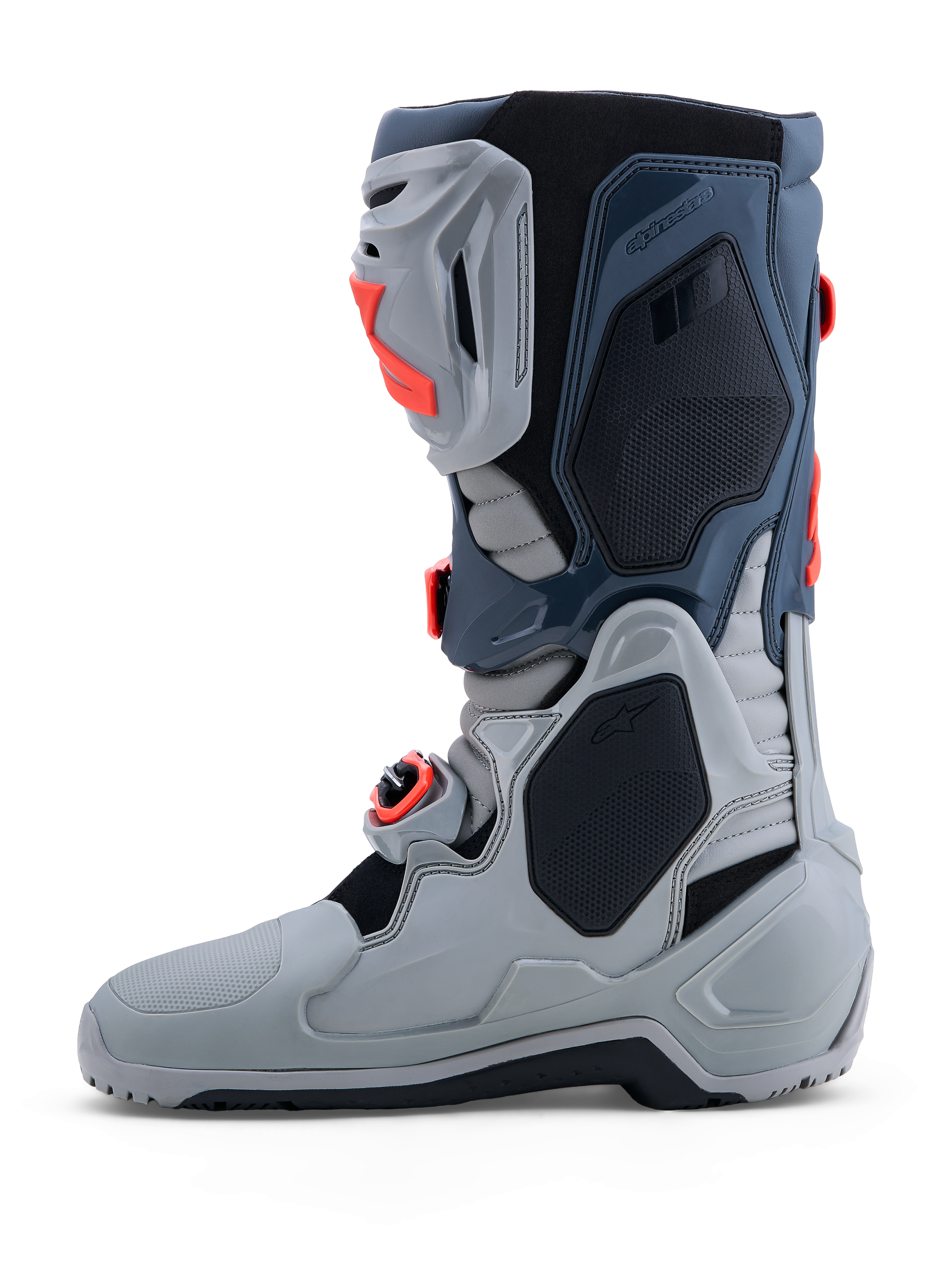 Alpinestars Botas Tech-10 Enduro, botas de moto para enduro de hombre, grises y rojas, con protección de TPU y hebillas