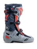 Alpinestars Tech-10 Enduro, botas de moto off-road, grises y rojo flúor, con protección DCHP y paneles de TPU