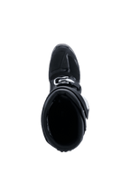 Botas Alpinestars 2026 Tech 7 Enduro, botas de motociclismo off-road, negro, antracita y blanco, vista superior hacia la apertura de la bota que muestra el forro interior acolchado y el sistema de cierre de hebillas, construcción protectora duradera para enduro