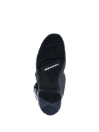 Botas Alpinestars 2026 Tech 7 Enduro, Negro Antracita Blanco, vista inferior que muestra la suela de doble compuesto especializada para Enduro, patrón de dibujo detallado para tracción off-road, marca Alpinestars en blanco e indicador de límite de desgaste