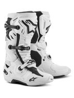 Botas Alpinestars Tech 10 Supervented, botas de motocross, blancas, con puertos de entrada de aire frontales, placa de espinilla ventilada y sistema de hebillas ajustables, calzado de alto rendimiento para carreras todoterreno