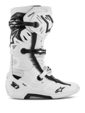 Alpinestars Tech 10 Supervented Boots, botas de motocross y competición todoterreno, blancas y negras, con múltiples hebillas ajustables, paneles de ventilación perforados y un diseño de caña alta robusto y protector