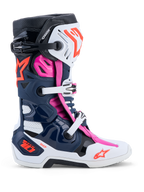 Alpinestars Tech-10 Supervented, botas de motocross, azul oscuro, blanco y fucsia, con ventilación avanzada