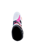 Botas de motocross Alpinestars Tech-10 Supervented en azul oscuro, blanco y fucsia, vista superior del interior