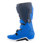 Botas Alpinestars Tech 7, botas de motocross, Alpine Blue, Night Navy y Bright Red, vista lateral interna que muestra los paneles protectores de TPU y la construcción reforzada para carreras todoterreno