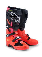 Botas Alpinestars Tech 7, botas de motocross, negro, rojo flúor y rosa flúor, con hebillas de liberación rápida, sistema de doble pivote y carcasa protectora de TPU, equipo de rendimiento duradero para conducción off-road