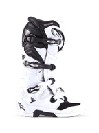 Botas Alpinestars Tech 7, botas de motocross y off-road, blancas y negras, con cuatro hebillas ajustables y carcasa de TPU reforzada, perfil lateral de calzado profesional para todoterreno