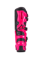 Botas Alpinestars Tech 7, botas de motocross, rosa Diva y negro, vista trasera que muestra la protección de TPU de alto impacto en el talón y la pantorrilla, sistema de hebillas negras, construcción duradera para conducción off-road