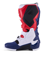 Alpinestars Tech 7, botas de motocross, rojas, blancas y azules, edición limitada Unity con paneles de TPU y hebillas.