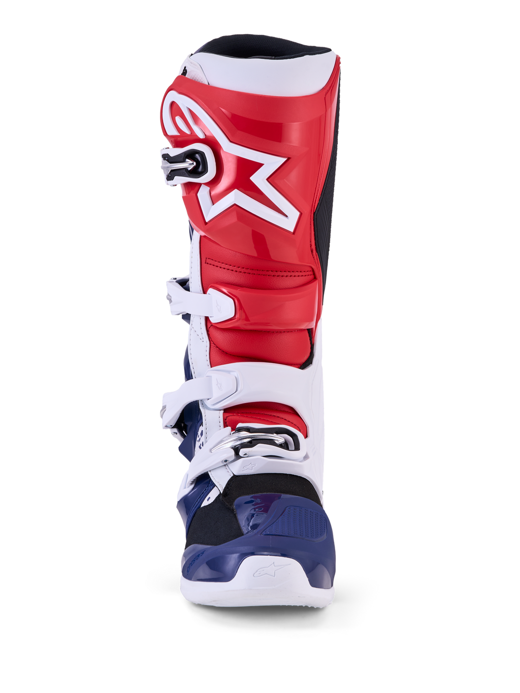 Alpinestars Tech 7 Unity de edición limitada, botas de carreras de motocross rojas, blancas y azules con protección de TPU