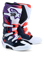 Alpinestars botas Tech 7, botas de motocross para hombre, moradas, blancas y azul oscuro con rojo flúor, protección de TPU, certificadas CE.