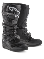 Botas Alpinestars Tech 7 Enduro, botas de motocross y off-road, negras con logotipo Alpinestars en blanco, con cuatro hebillas ajustables, placa de espinilla de TPU y suela duradera específica para enduro