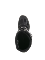 Botas Alpinestars Tech 7 Enduro Drystar®, vista superior del forro interior y el cuello acolchado del tobillo, calzado técnico para off-road en negro y gris con sistema de hebillas seguro