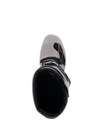 Botas Alpinestars Tech 7 Enduro Drystar®, Gris Arena, vista superior que muestra la apertura de la bota y la puntera reforzada, con detalles en negro y el logotipo de Alpinestars, calzado impermeable para moto todoterreno