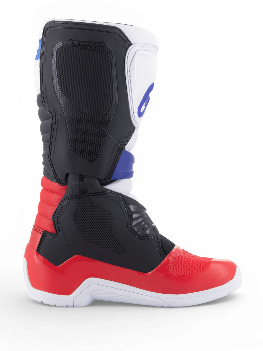 Alpinestars Botas Tech 3, botas de motocross y moto off-road, blancas, rojas y azul oscuro, de microfibra sintética con protección de TPU