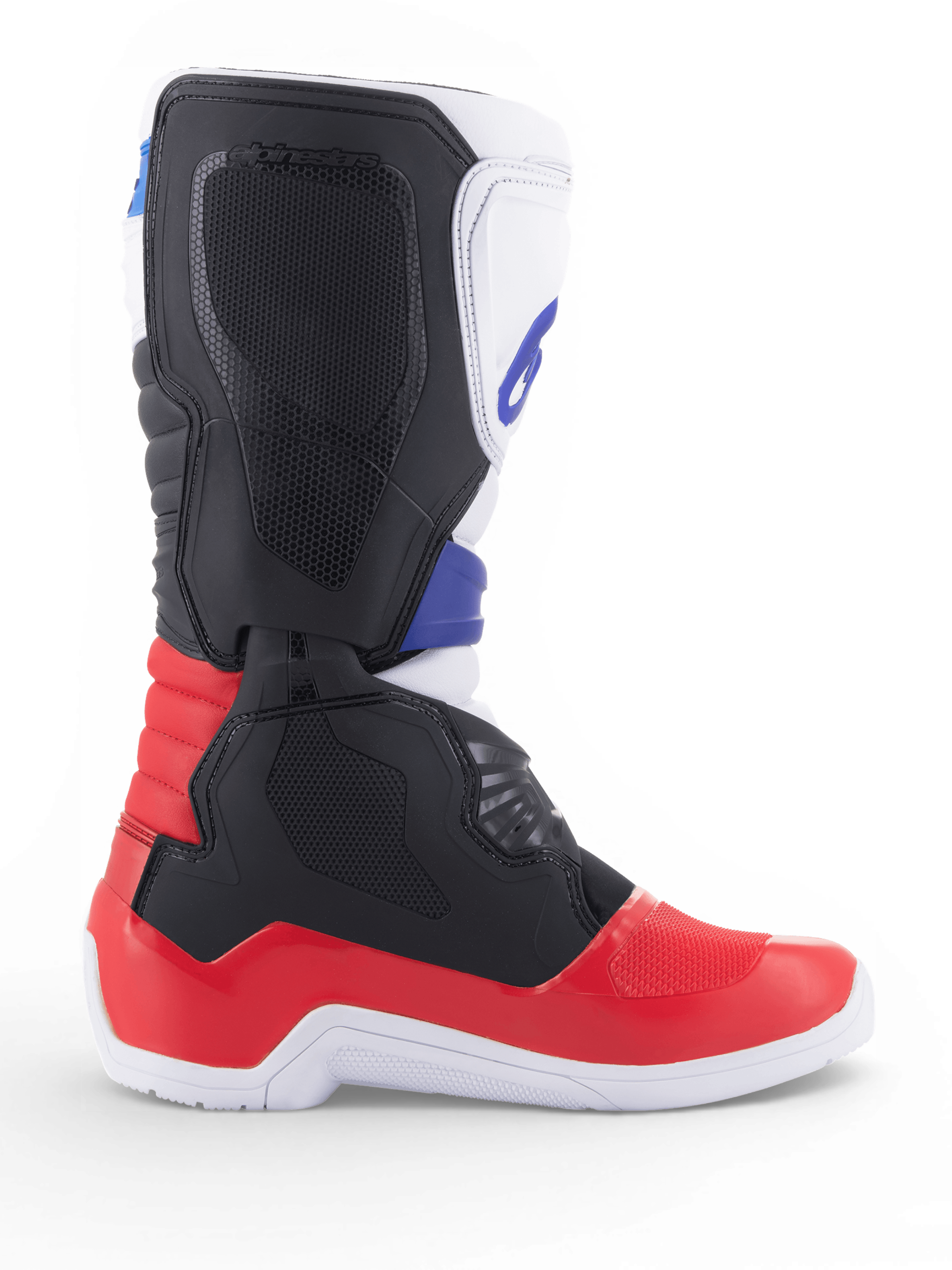 Alpinestars Botas Tech 3, botas de motocross y moto off-road, blancas, rojas y azul oscuro, de microfibra sintética con protección de TPU