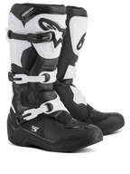 Botas Alpinestars Tech 3, botas de motocross, negras y blancas, con sistema de cierre de triple hebilla, espinillera protectora y compartimento para el talón de TPU, confección duradera en microfibra y material sintético para carreras off-road