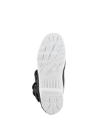 Alpinestars Tech 3 Enduro Waterproof Boots, Black and White, bottom view of the white high-grip lugged sole, off-road traction pattern with embossed logo, durable outsole designed for motocross and enduro performance.