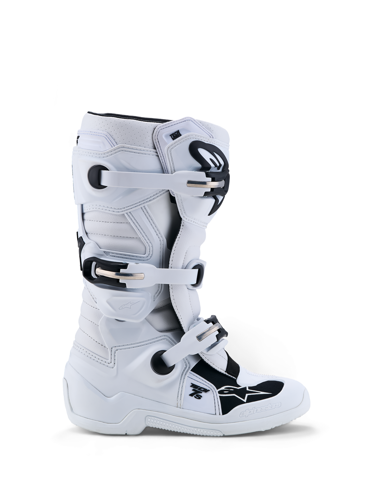 Alpinestars Tech 7S, botas de motocross juveniles, blancas y negras, con protecci3n de TPU y construcci3n sint3tica