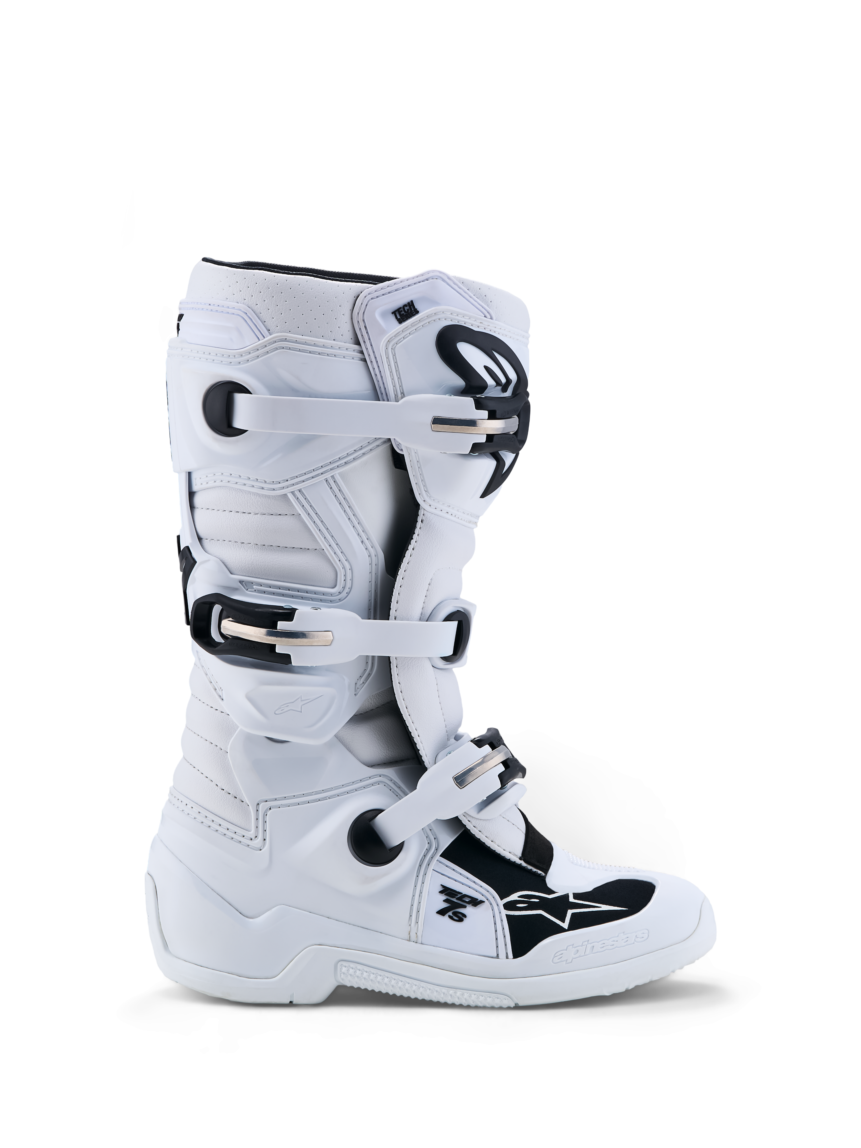 Alpinestars Tech 7S, botas de motocross juveniles, blancas y negras, con protecci3n de TPU y construcci3n sint3tica