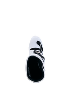 Alpinestars Botas Juvenil Tech 7S, botas de motocross blancas y negras, vista superior con interior acolchado y placa de TPU blanca.