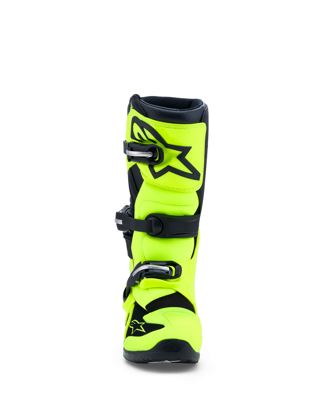 Alpinestars Tech 7S Juvenil, botas de motocross amarillo flúor y negro con protección de espinilla de TPU, certificadas CE