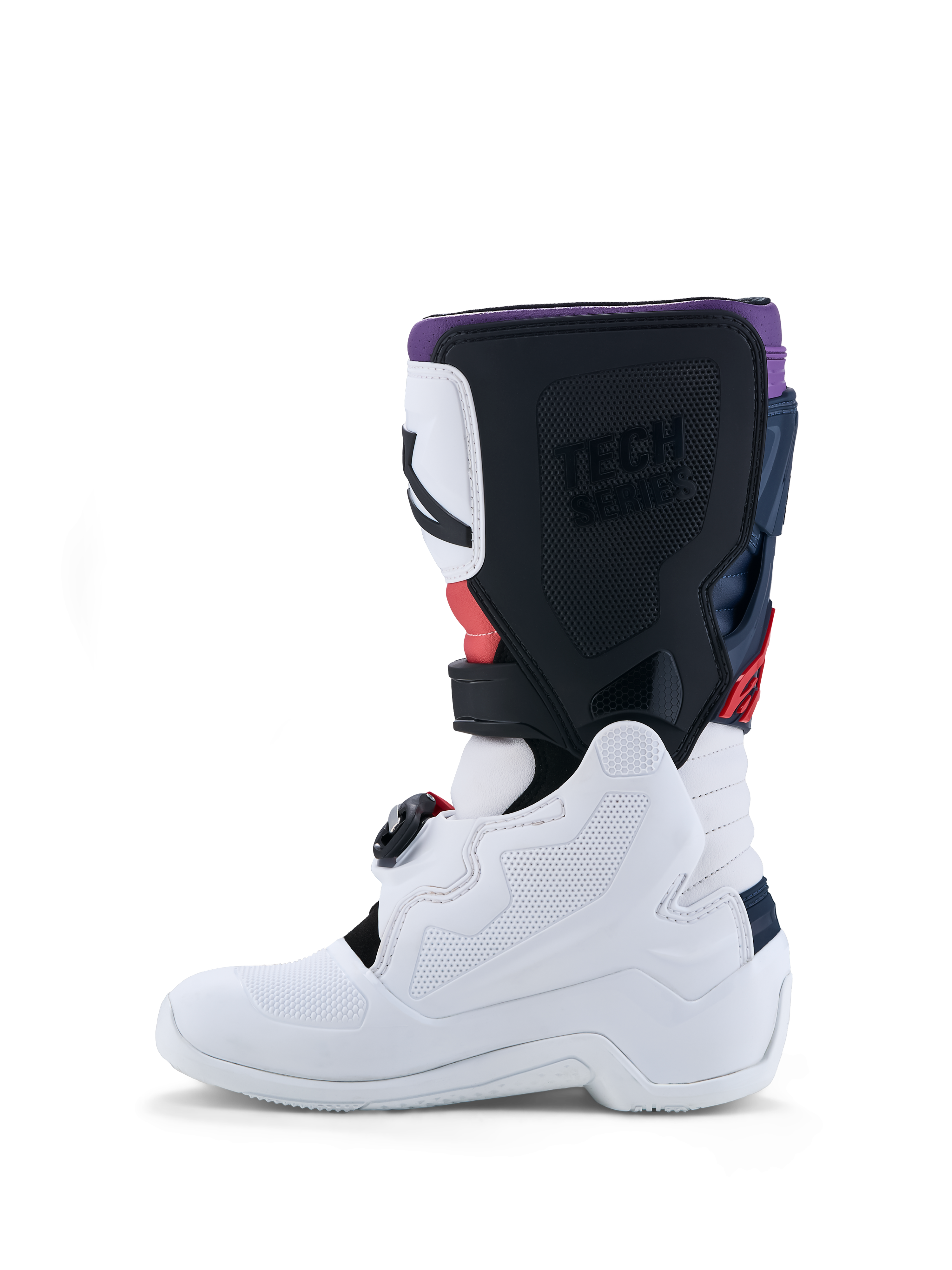 Alpinestars botas Tech 7S Juvenil, botas de motocross blancas y negras con detalles rojos, construcción de TPU