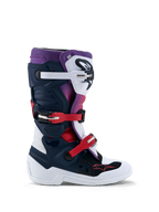 Alpinestars botas Tech 7S juvenil de motocross, calzado off-road en azul oscuro, blanco y rojo con protección de TPU