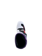 Alpinestars Botas Tech 7S Juvenil, calzado de motocross blanco y azul, vista interior desde arriba.
