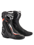Alpinestars SMX Plus V2, botas de moto para carreras en negro y rojo flúor con protección avanzada de TPU