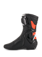 Alpinestars SMX Plus V2, botas de moto de carreras para hombre, color negro y rojo fluorescente, perfil lateral con TPU.