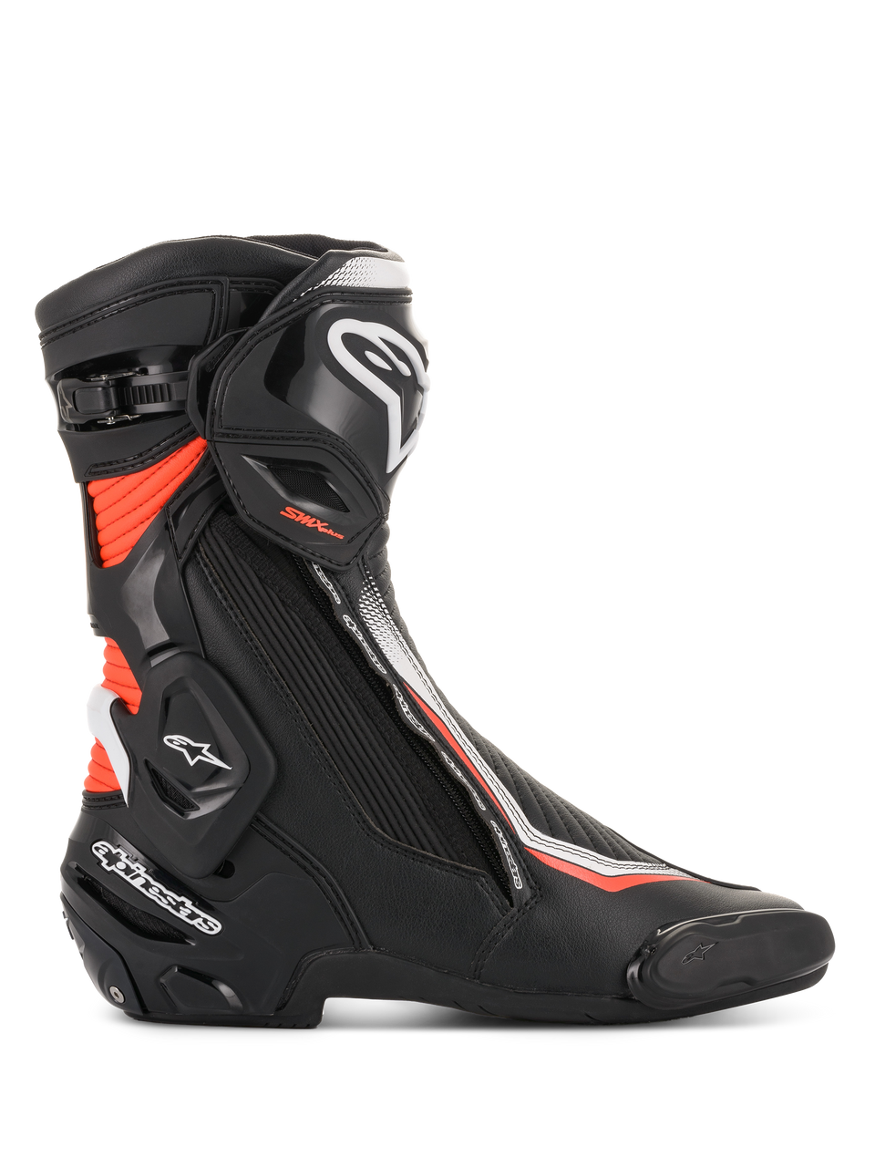 Alpinestars SMX Plus V2, botas de moto para carreras para hombre, negras, blancas y rojo fluorescente, con protección Multi-Link Control y microfibra