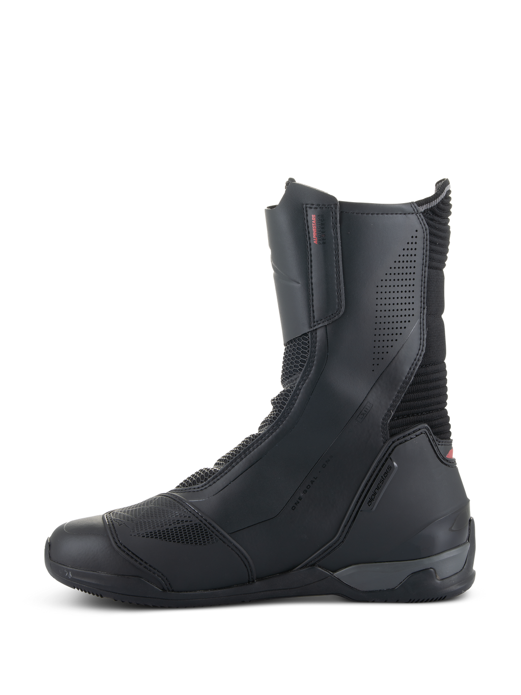 Botas Alpinestars SP-X BOA®, botas para motociclismo, color negro, diseño de altura media con paneles de microfibra y malla Rideknit, con cremallera lateral y perfil deportivo estilizado.