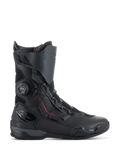 Botas Alpinestars SP-X BOA®, botas deportivas para moto, negras con detalles rojos, dial del sistema de ajuste BOA®, construcción de media altura con paneles de microfibra y malla, protección de TPU en talón y puntera, diseño elegante para conducción en carretera