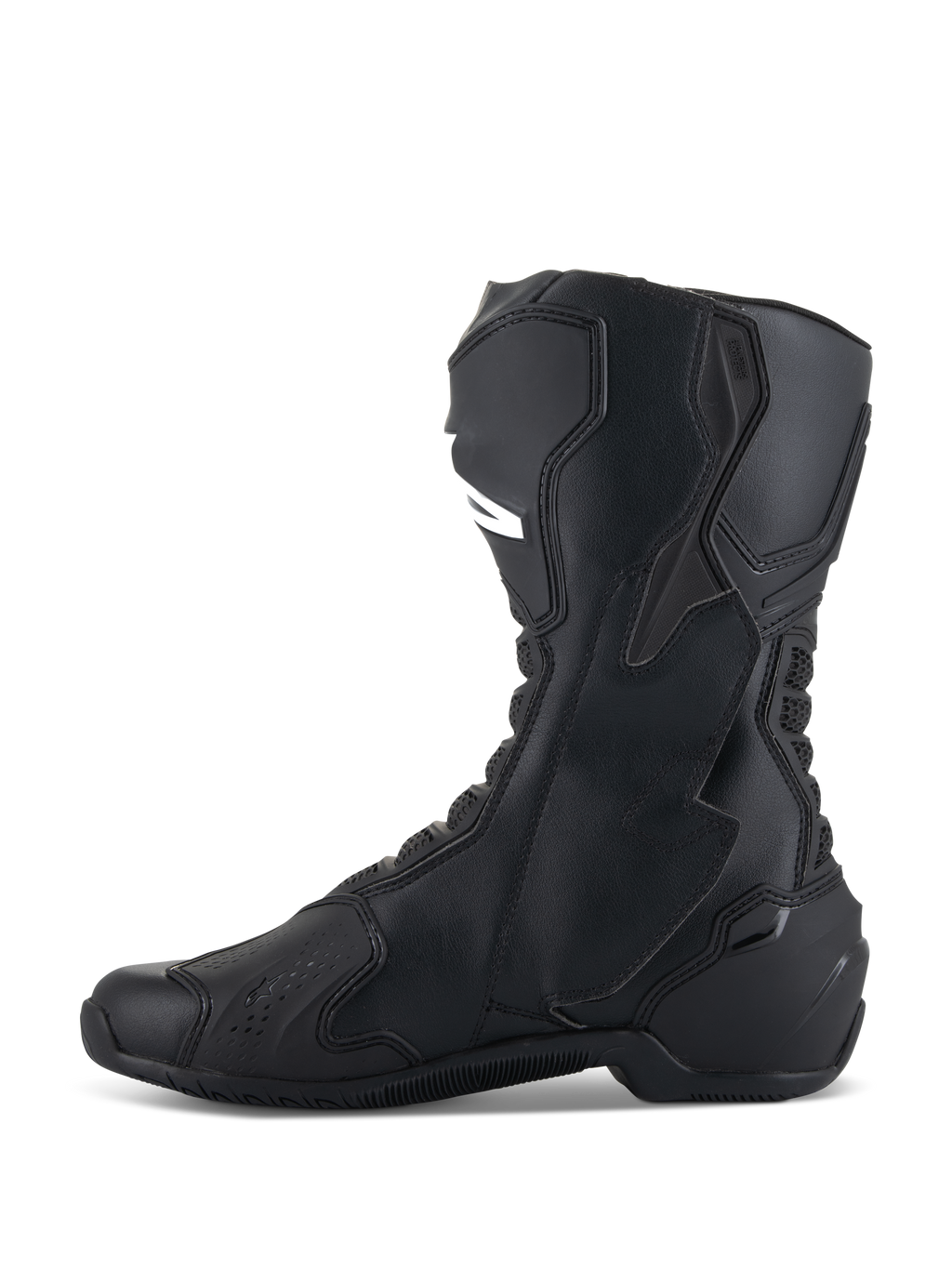 Botas Alpinestars SMX-6 V3, Negro, bota de alto rendimiento para motociclismo, perfil lateral que muestra el protector de espinilla de TPU y la tobillera biomecánica, construcción en microfibra con diseño aerodinámico de competición