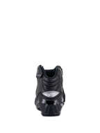 Botas Alpinestars SMX-1 R V2 Vented, calzado de moto de corte bajo, negro, vista trasera con protector de talón de TPU brillante y logo plateado, microfibra perforada para ventilación y diseño ergonómico para conducción deportiva