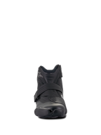 Botas Alpinestars Stella SMX-1 R V2 para mujer, bota de moto de alto rendimiento de corte bajo, negro, vista frontal, con parte superior de microfibra, almohadilla de cambio de TPU y correa de cierre ergonómica, diseño de inspiración deportiva