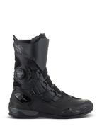Botas Alpinestars SP-X BOA Drystar, botas de moto touring, negro y gris oscuro, perfil lateral con el sistema de cierre BOA Speed Lace y la marca Drystar, diseño impermeable de media caña con refuerzos de malla y TPU